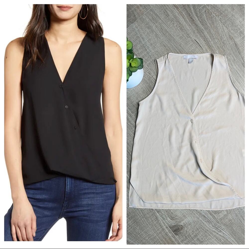 CHELSEA 28 Women's Cream Draped V-Neck Sleeveless Blouse